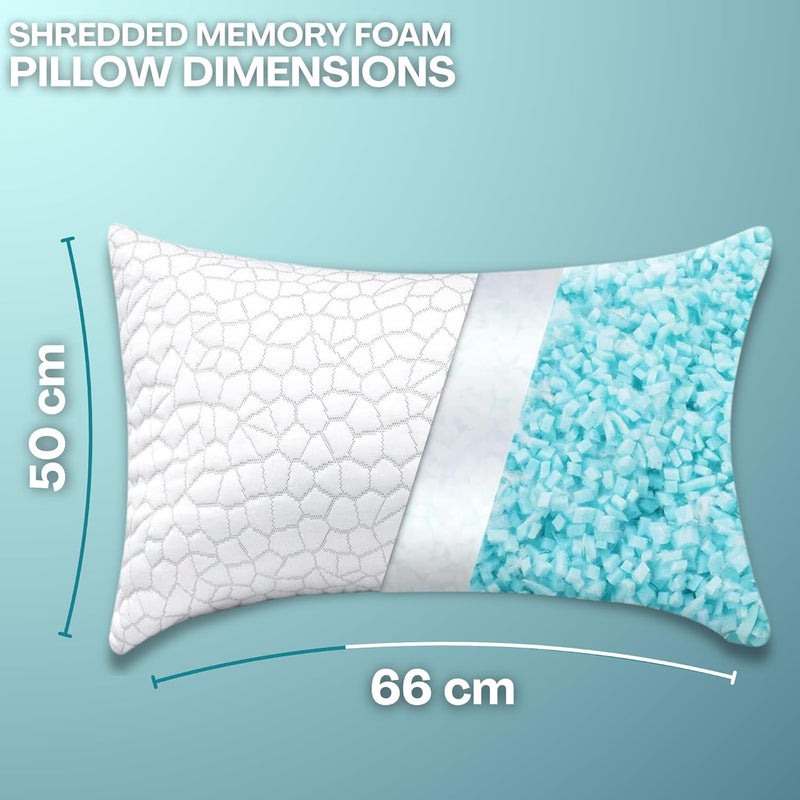 MUSA MUSA® Premium Cooling Pillows for Side, Back & Stomach Sleepers, Gel Memory Foam Pillow with Zipper Closure | Set of 4 Shredded Memory Foam Pillow with Removable Washable Cover (4, 50 x 66cm) - Image 2