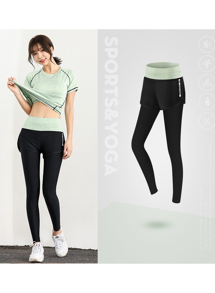 Loquat Women Quick Dry Breathable Yoga Pants Black/Green 