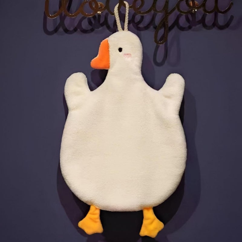 Hand Drying Cloth - Double Microfiber Cute Duck Shape with Hanging Loop, Extra Soft, Highly Absorbent, Playful Design for Bathroom or Kitchen DÃ©cor Enhancement