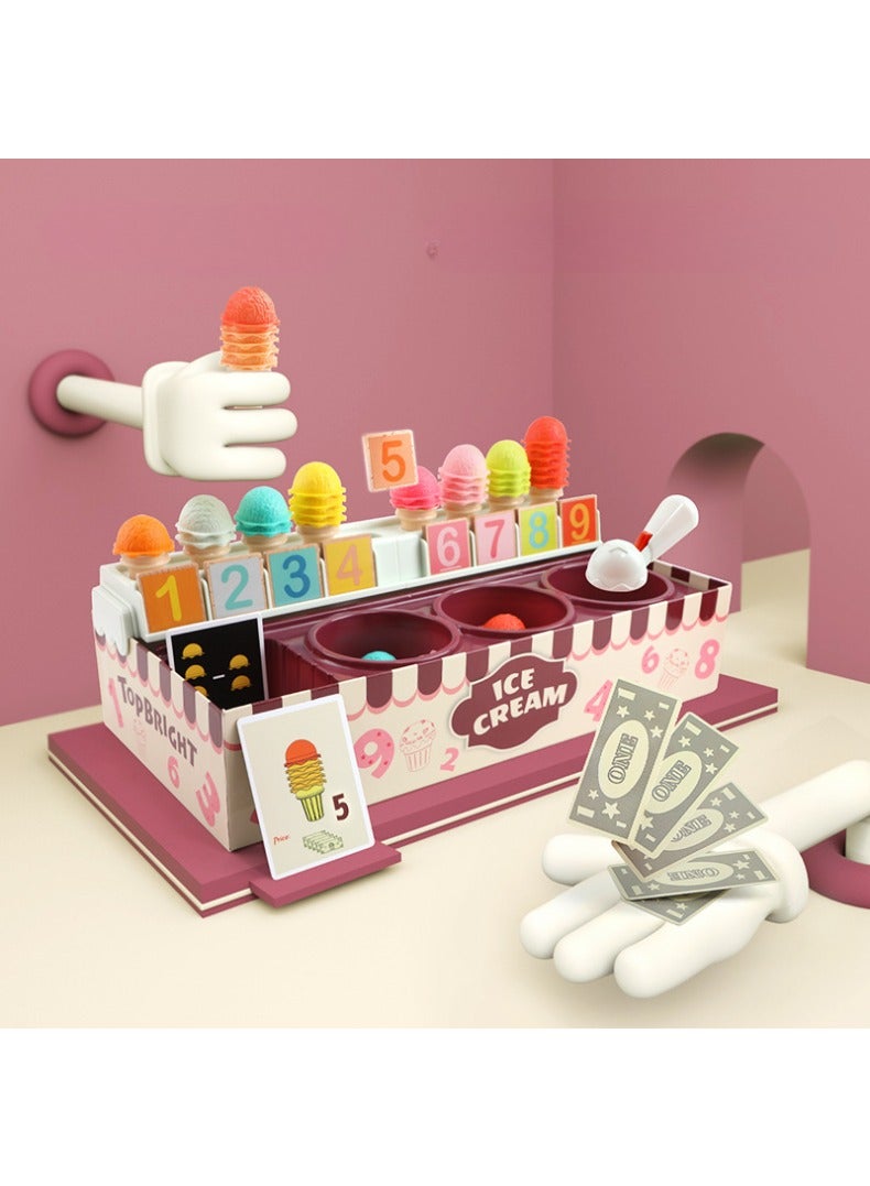 CALL PLAY 89PCS Wooden Ice Cream Toys Kids Play Store Pretend Toy for Toddlers, Play Kitchen Accessories with Scoop & Fake Money, Ideal Ice Cream Play Set Gifts for 3 4 5 6 7 8 Year Old Girls Boys  - Image 1