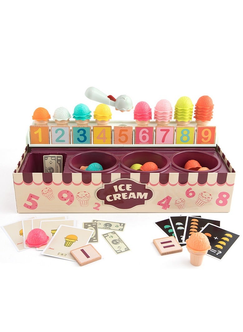 CALL PLAY 89PCS Wooden Ice Cream Toys Kids Play Store Pretend Toy for Toddlers, Play Kitchen Accessories with Scoop & Fake Money, Ideal Ice Cream Play Set Gifts for 3 4 5 6 7 8 Year Old Girls Boys  - Image 2