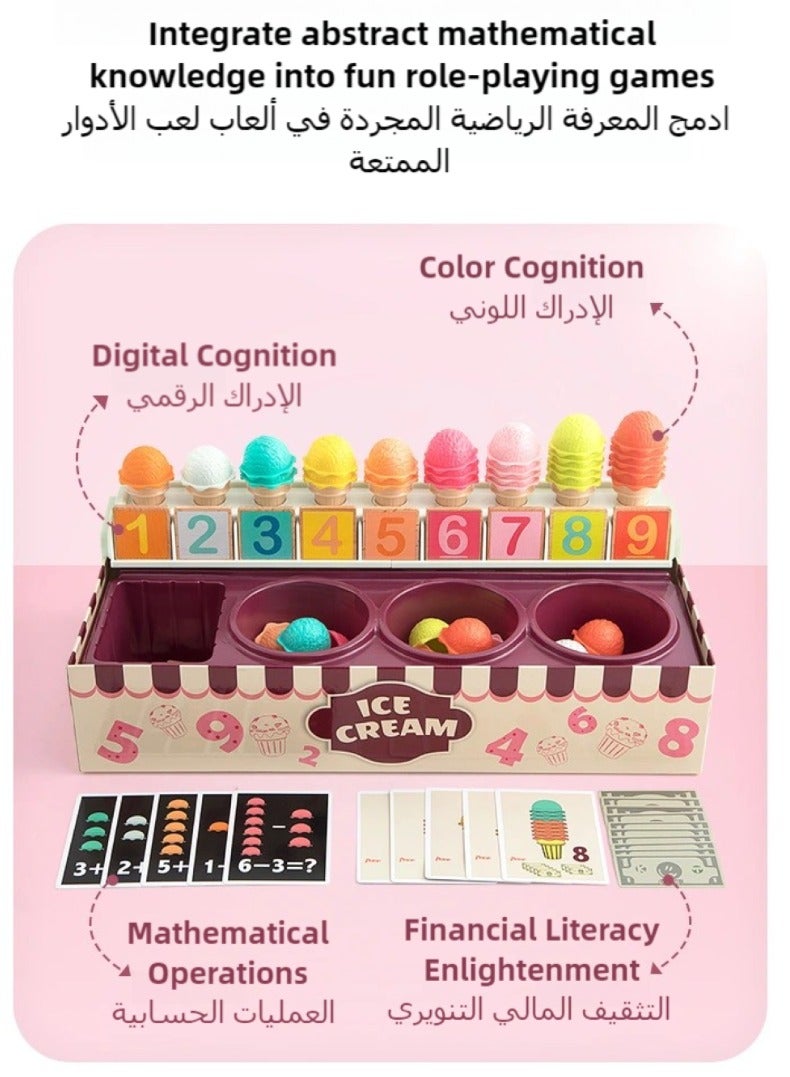 CALL PLAY 89PCS Wooden Ice Cream Toys Kids Play Store Pretend Toy for Toddlers, Play Kitchen Accessories with Scoop & Fake Money, Ideal Ice Cream Play Set Gifts for 3 4 5 6 7 8 Year Old Girls Boys  - Image 4