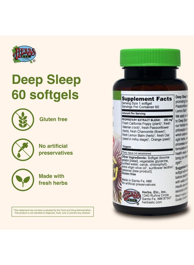 Herbs Etc. Deep Sleep Softgels - Herbal Sleep Support Supplement - Rest & Calming Support with Passionflower, Chamomile & Lemon Balm - 60 Softgels (60 Servings) - Image 2