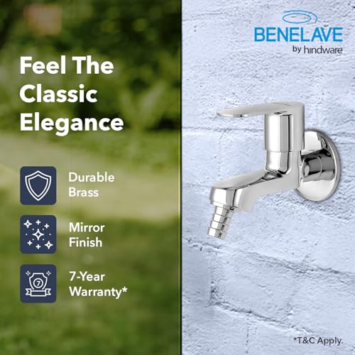 hindware Benelave by Hindware Bib Tap with Nozzle | Made of Brass | Mirror-Like Chrome Polish Finish | Suitable for Outdoor/Garden Area | Volga Range | 7-Year Manufacturer Warranty - Image 2