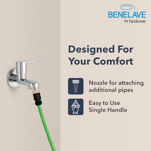 hindware Benelave by Hindware Bib Tap with Nozzle | Made of Brass | Mirror-Like Chrome Polish Finish | Suitable for Outdoor/Garden Area | Volga Range | 7-Year Manufacturer Warranty - Image 3