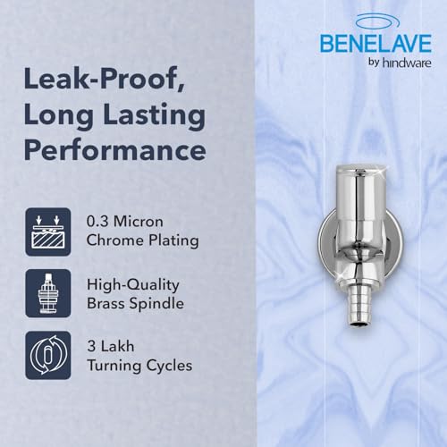 hindware Benelave by Hindware Bib Tap with Nozzle | Made of Brass | Mirror-Like Chrome Polish Finish | Suitable for Outdoor/Garden Area | Volga Range | 7-Year Manufacturer Warranty - Image 4