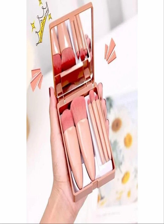 POLMI 5 makeup brushes of different sizes. The portable makeup brush set is lightweight and compact, easy to put in the cosmetic bag, and suitable for professional use, holiday travel or daily use at home. (pink) - Image 2
