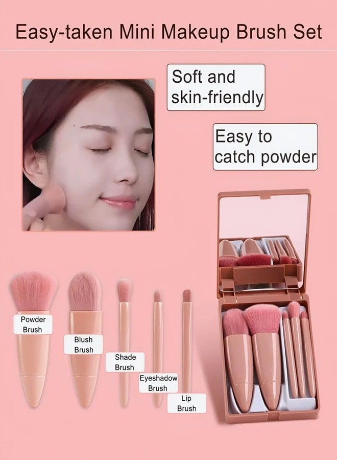 POLMI 5 makeup brushes of different sizes. The portable makeup brush set is lightweight and compact, easy to put in the cosmetic bag, and suitable for professional use, holiday travel or daily use at home. (pink) - Image 4