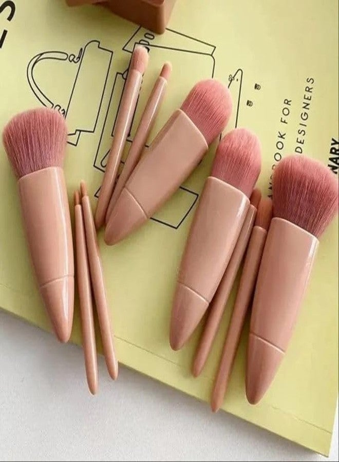 POLMI 5 makeup brushes of different sizes. The portable makeup brush set is lightweight and compact, easy to put in the cosmetic bag, and suitable for professional use, holiday travel or daily use at home. (pink) - Image 5