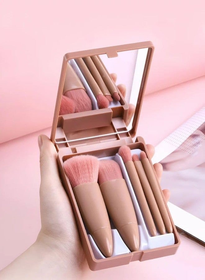 POLMI 5 makeup brushes of different sizes. The portable makeup brush set is lightweight and compact, easy to put in the cosmetic bag, and suitable for professional use, holiday travel or daily use at home. (pink) - Image 1