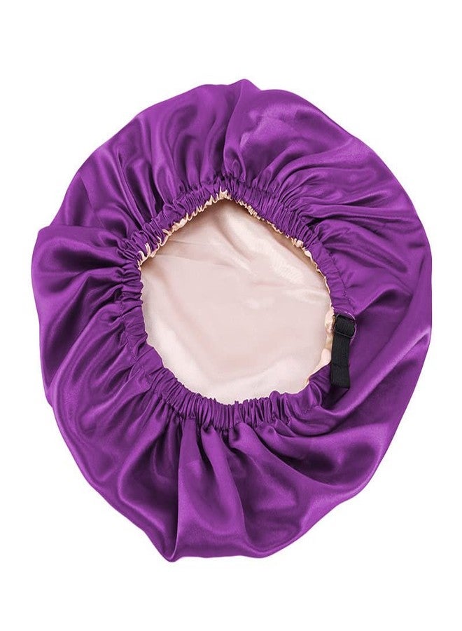 Generic Silky Satin Bonnet for Sleeping, Beauty Hair Care Cap, Shower Cap, Protects Hairstyles and Prevents Hair Tangling, for Long Curly Hair, Deep Purple - Image 2