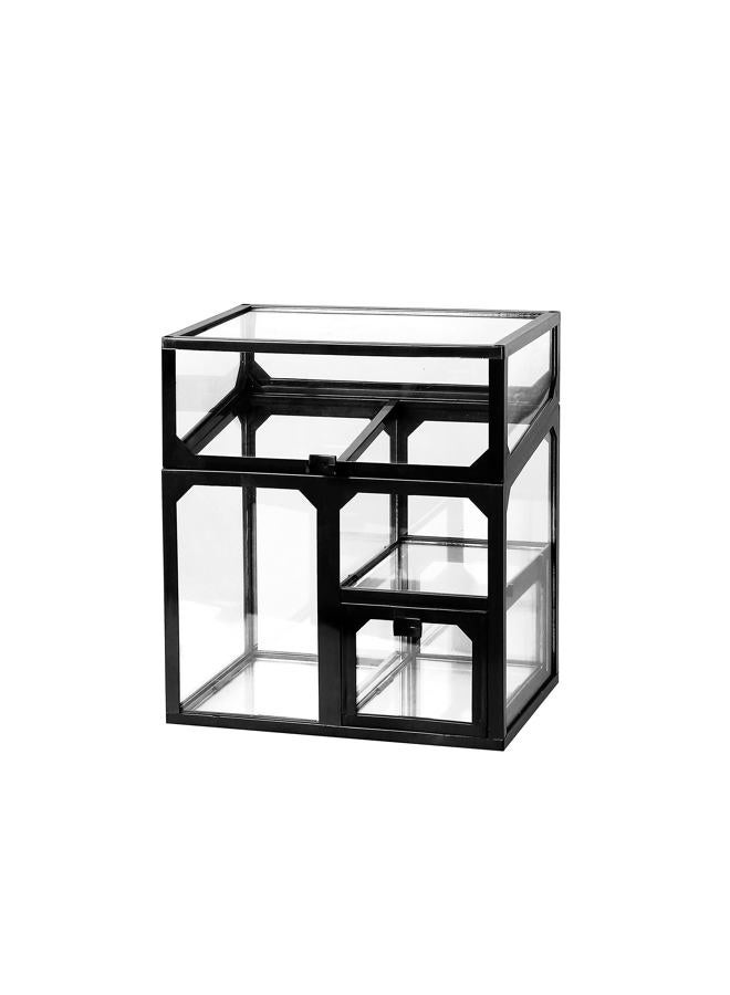 MOOCHI Black Vintage Glass Cosmetic Multifunctional Makeup Organizer with Pearls Dustproof Cosmetics Storage Display Case For Brushes Lipsticks - Image 1