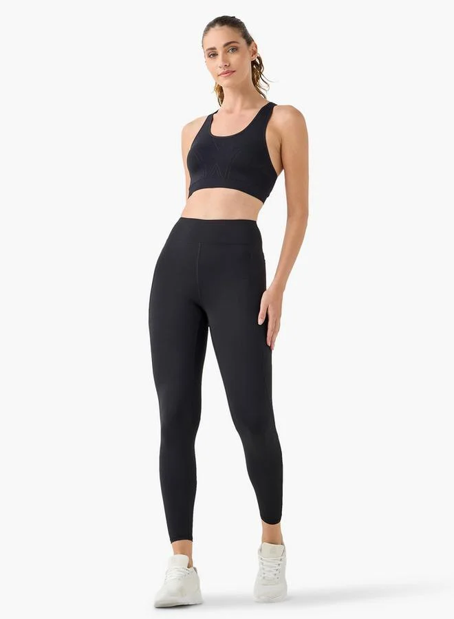 ADOT by Splash Textured Leggings with Elasticated Waistband and Pocket