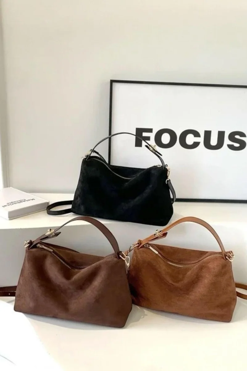 باهلس Imported Bitter Coffee Color Suede Hand and Shoulder Bag
