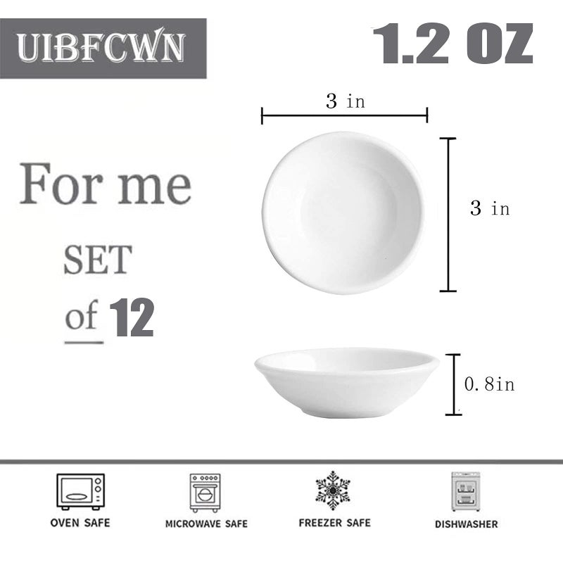 Uibfcwn Sauce Dish Dipping Bowls  12 Pack Ceramic Dip Bowls Set  1.2 Oz Soy Sauce Dish  White Dipping Bowls Bulk  Asian Sauce Bowls For Ketchup  Bbq  Condiments  Appetizer - Image 2