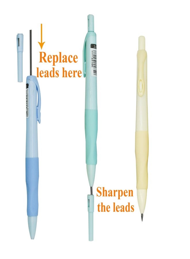 Lopenle 12 Pieces Mechanical Pencils Soft Ergonomic Grip Pencils Thick Barrel 2B Pencils With 12 pcs 2.0mm Refills Sharpeners for Art Drawing Writing Sketching At School Office(2B leads) - Image 4
