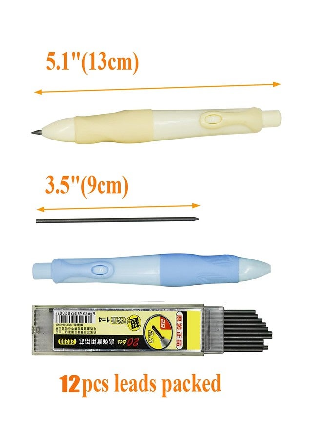 Lopenle 12 Pieces Mechanical Pencils Soft Ergonomic Grip Pencils Thick Barrel 2B Pencils With 12 pcs 2.0mm Refills Sharpeners for Art Drawing Writing Sketching At School Office(2B leads) - Image 3