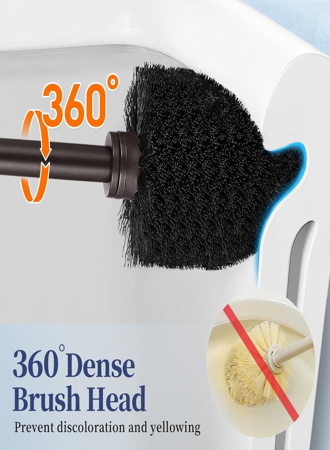 HAMITOR Toilet Bowl Brush Holder Set: 2 Pack Modern Deep Cleaning Bathroom Toilet Scrubber with Caddy for rv - Rim Decorative Accessories Cleaner Brushes for Toilet - Bronze1 - Image 3