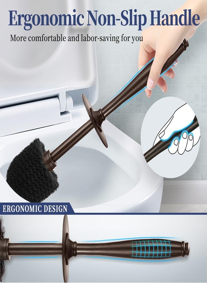 HAMITOR Toilet Bowl Brush Holder Set: 2 Pack Modern Deep Cleaning Bathroom Toilet Scrubber with Caddy for rv - Rim Decorative Accessories Cleaner Brushes for Toilet - Bronze1 - Image 4