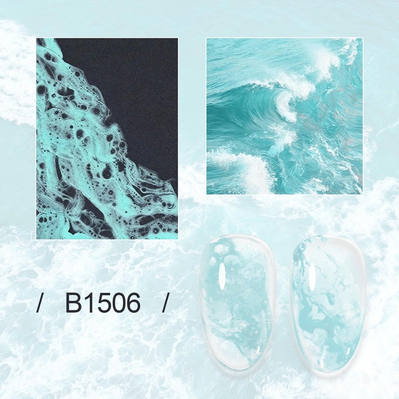 JODSONE Ocean Wave Blooming Gel Nail Polish,16.5ml Sky Blue Blooming Liquid for Spreading Effect Wave,High Fluidity Wave Textures for Nail Art,Soak off DIY Nail Art Design,Use with Gel Polish - Image 2