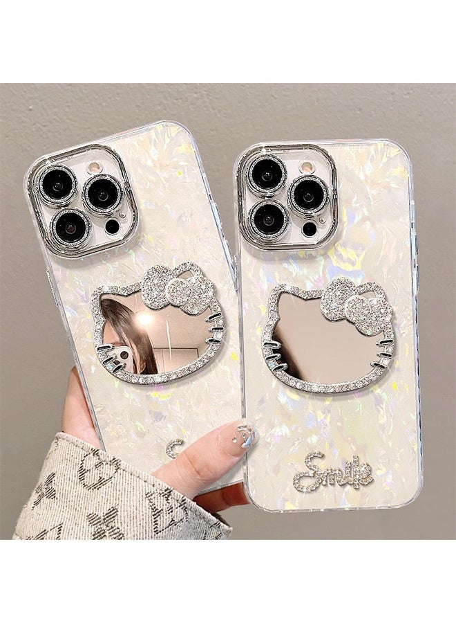Cartoon cat Mirror tin foil Phone case, Trendy and Stylish, can be Used as a Make-up Mirror, Anti-Drop, Compatible with iPhone 13 Pro - Image 2