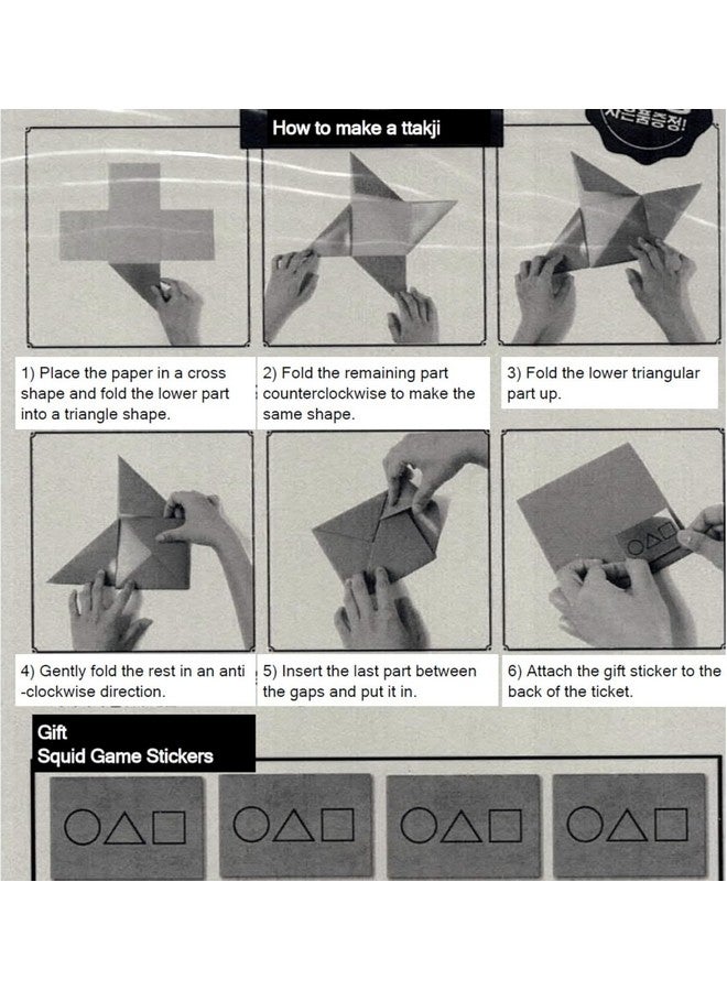 GASHINA STORY Ddakji(Ttakji) Game 4 Set + Sticker + Invitation Card from The TV Series Korean Traditional Game- Old-Fashioned Game kit (2 Pack) - Image 5