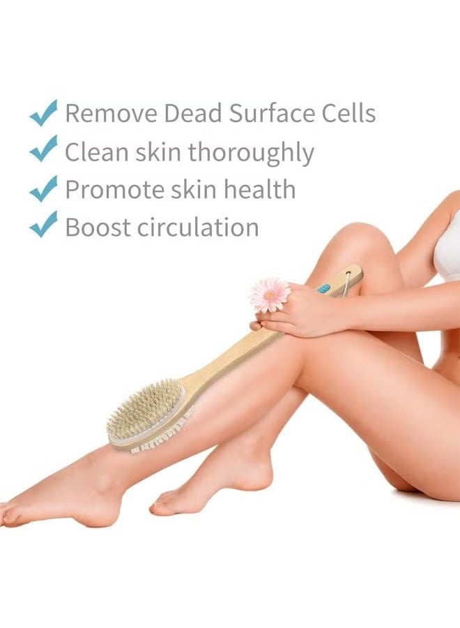 SYOSI Shower Brush with Soft and Stiff Bristles, Bath Dual-Sided Long Handle Back Scrubber Body Exfoliator for Wet or Dry Brushing - Image 2