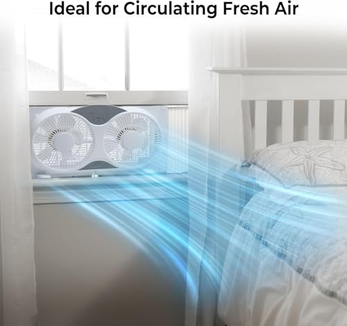 EZ-CHILL 9” Window Fan with Remote Control, 3 Speed Dual Fans with Auto-Locking Expanders, 3 Modes (Cool, Circulate, Exhaust), Fabric Cover, White - Image 4