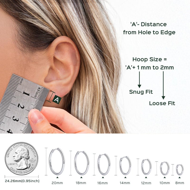 ChicSilver Silver Hoop Earrings for Women 8MM Huggie Hoop Earrings Hypoallergenic Cartilage Earring for Women - Image 4