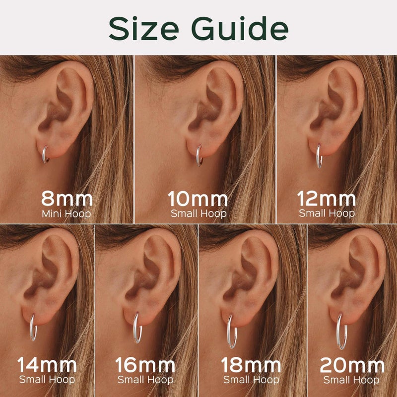 ChicSilver Silver Hoop Earrings for Women 8MM Huggie Hoop Earrings Hypoallergenic Cartilage Earring for Women - Image 5