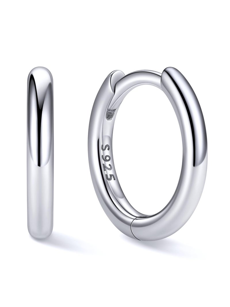 ChicSilver Silver Hoop Earrings for Women 8MM Huggie Hoop Earrings Hypoallergenic Cartilage Earring for Women - Image 1