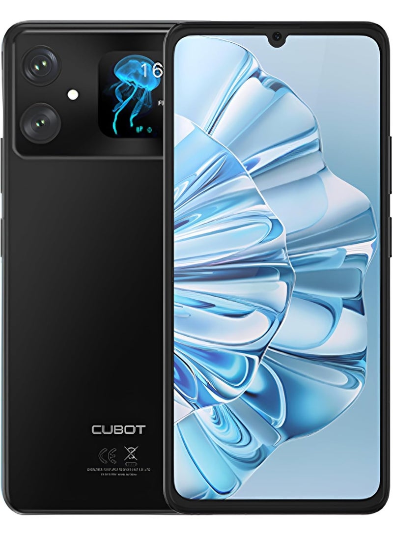 Cubot A20 Smart Phone 6.745" HD+ Front/1.83" Rear Screen 90Hz Android 14 5100mAh Battery 4GB RAM 128GB ROM/1TB Octa Core 48MP Main Camera 4G Dual SIM Face ID/GPS-Black - Image 1