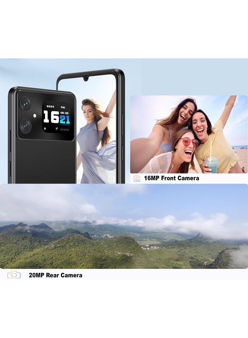 Cubot A20 Smart Phone 6.745" HD+ Front/1.83" Rear Screen 90Hz Android 14 5100mAh Battery 4GB RAM 128GB ROM/1TB Octa Core 48MP Main Camera 4G Dual SIM Face ID/GPS-Black - Image 3