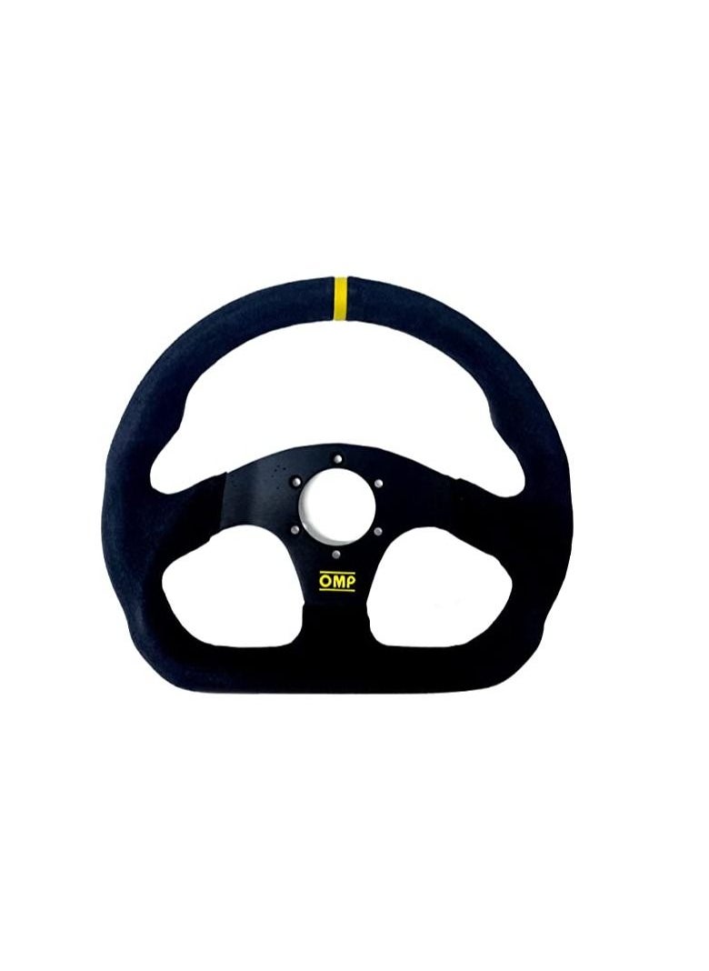 OMP OMP - Universal Racing Steering Wheel for Car, "D" Shaped Horn Race Tuning Style Sport Steering Wheel for Race/Rally/Motorsport/Car Sim Driving (DYT-5168) (Black)  - Image 1
