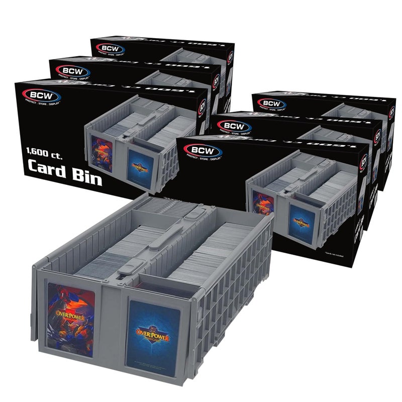 BCW Collectible Card Bin  6Pack Gray  Holds up to 1600 Cards  Plastic Storage Box for Pokmon MTG  Sports Cards