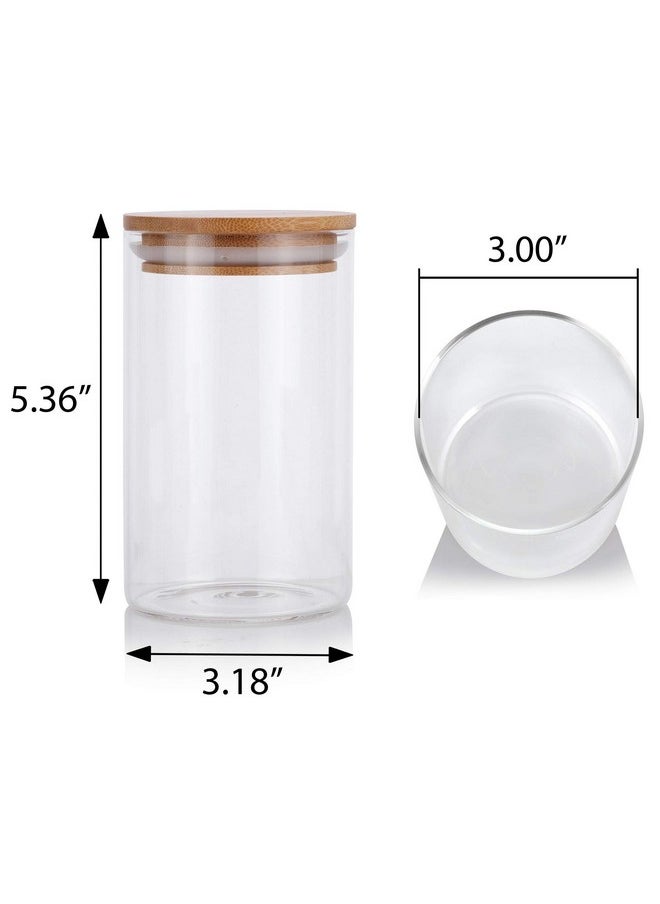 JUVITUS JUVITUS 16 oz Clear Glass Storage Jar with Wooden Bamboo Lid (4 Pack)  - Image 2