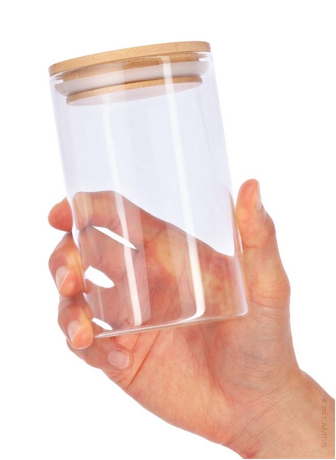 JUVITUS JUVITUS 16 oz Clear Glass Storage Jar with Wooden Bamboo Lid (4 Pack)  - Image 3
