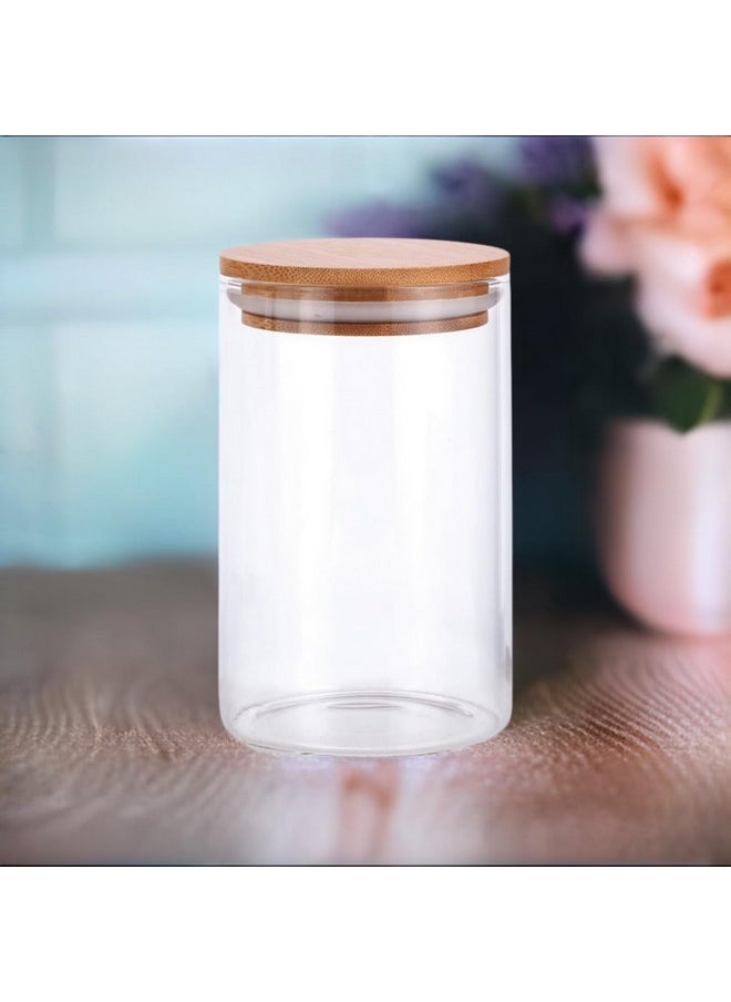 JUVITUS JUVITUS 16 oz Clear Glass Storage Jar with Wooden Bamboo Lid (4 Pack)  - Image 4