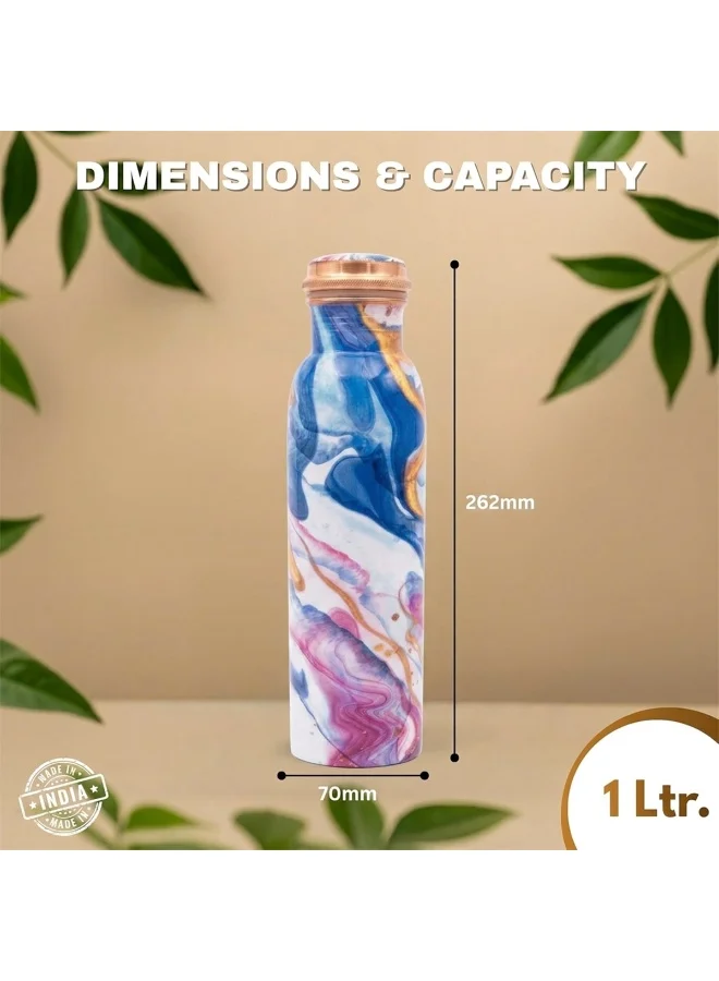 Mobcos Mobcos Blue Coral Fusion Copper W Bottle 1 Ltr Mobcos Blue Coral Fusion Copper Water Bottle 1 Ltr, 99% Pure Copper Bottle with Leakproof Screw Cap, Handmade Marbled Design, Reusable Water Bottle for Home, Office & Travel  | Best Price UAE