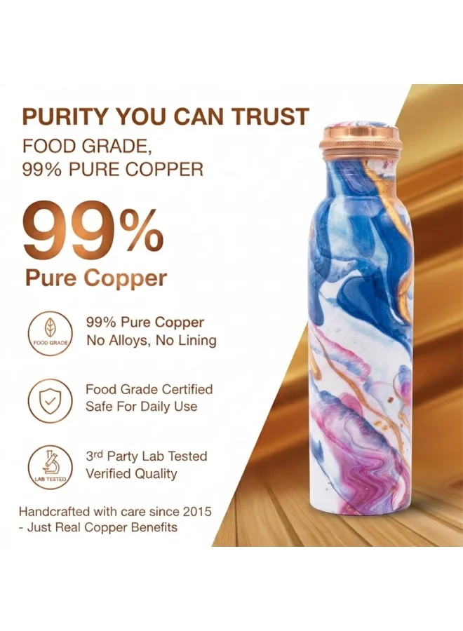 Mobcos Mobcos Blue Coral Fusion Copper W Bottle 1 Ltr Mobcos Blue Coral Fusion Copper Water Bottle 1 Ltr, 99% Pure Copper Bottle with Leakproof Screw Cap, Handmade Marbled Design, Reusable Water Bottle for Home, Office & Travel  | Best Price UAE