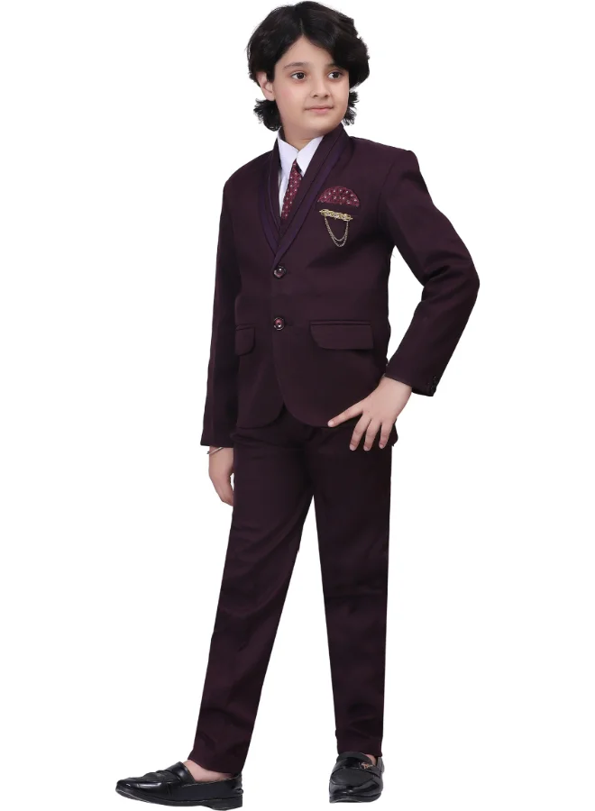BT DEZINES Wine Brown 5-Piece Suit Set for Boys