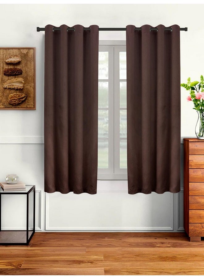 Easy Home - EASYHOME Thermal Insulated 100% Room Darkening Blackout Curtain | Window-5 Feet | Set of 2 | Noise Reduction Solid Heavy Polyester Curtain | Bedroom Living Room Kids Room Parda | 310 GSM, Coffee Brown - Image 1
