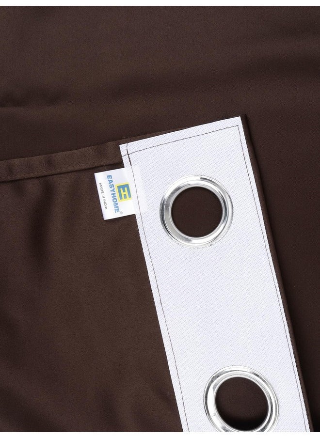 Easy Home - EASYHOME Thermal Insulated 100% Room Darkening Blackout Curtain | Window-5 Feet | Set of 2 | Noise Reduction Solid Heavy Polyester Curtain | Bedroom Living Room Kids Room Parda | 310 GSM, Coffee Brown - Image 1