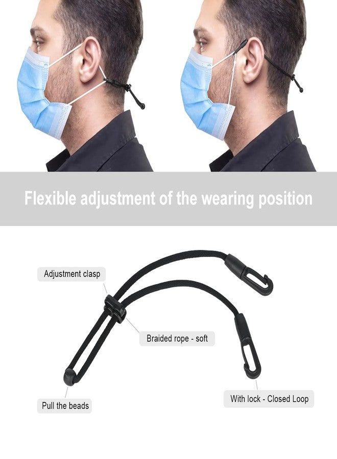 HX AURIZE Face Mask Extender Holders to Protect Ears Adjustable Black 4 Pcs - Image 2