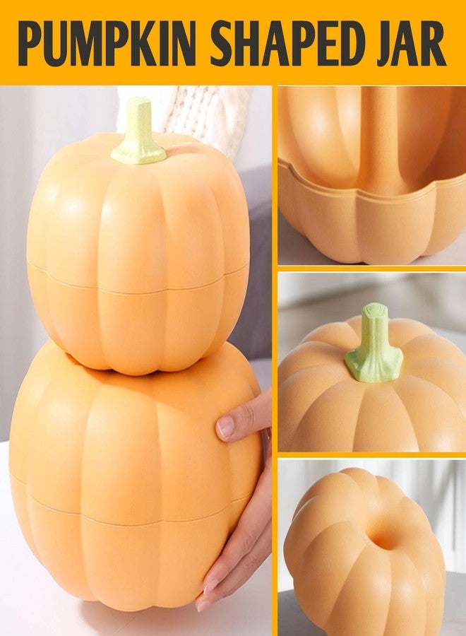 Yomvzake Large Pumpkin Bowls 2 Set, Plastic Pumpkin Candy Dish Jar with Lid Thanksgiving Decor Pumpkin Dish with Cover Pumpkin Serving Tray Fall Decorative Food Snacks Storage Container for Sugar Cookie - Image 3