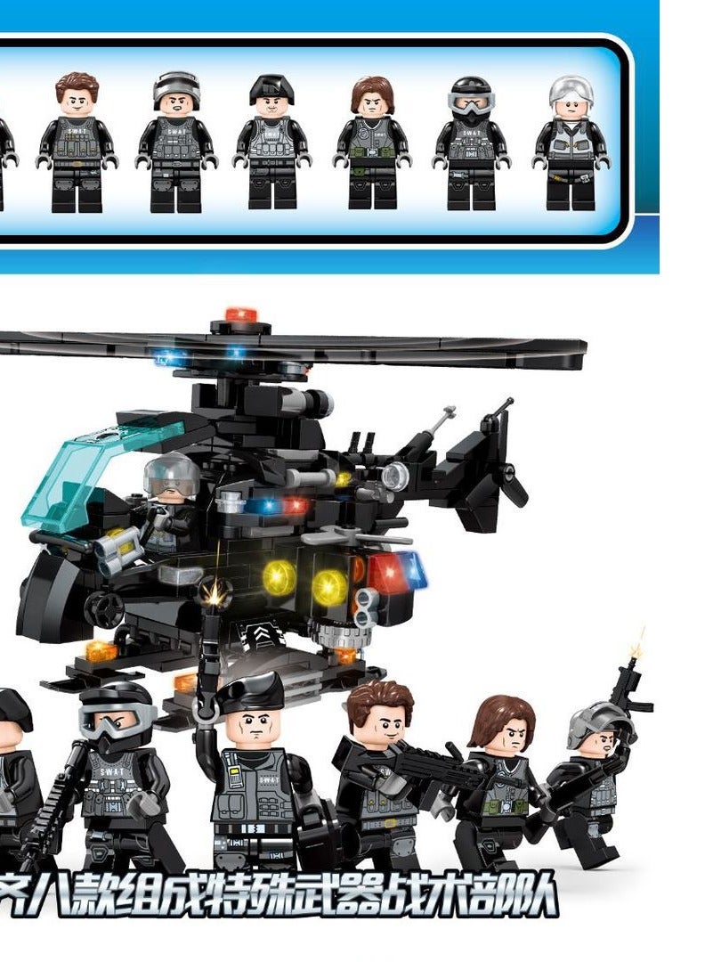 Sembo 5551-5558 - SWAT series building blocks - 463+ pcs - Blue - Image 1