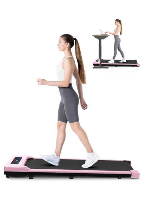 COOLBABY Walking Pad Under Desk Treadmill Walking Pad Treadmills Under Desk for Home Office with Remote Control Portable Treadmill in LED Display Pink