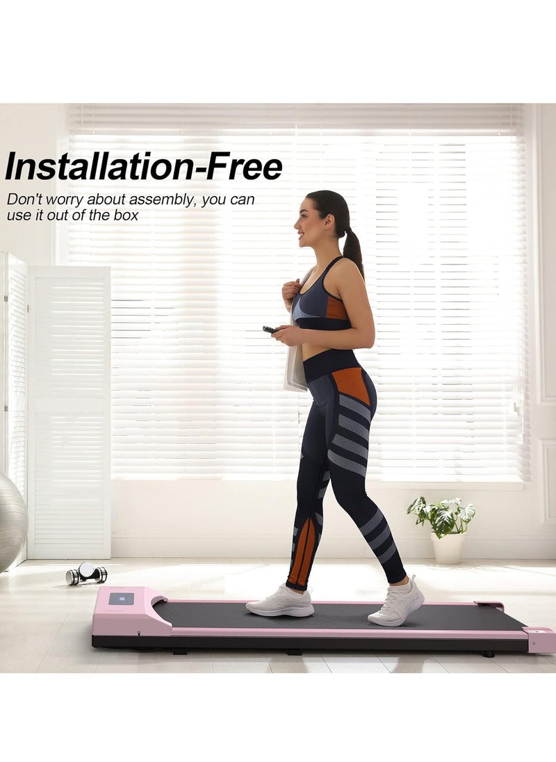 COOLBABY Walking Pad Under Desk Treadmill Walking Pad Treadmills Under Desk for Home Office with Remote Control Portable Treadmill in LED Display Pink