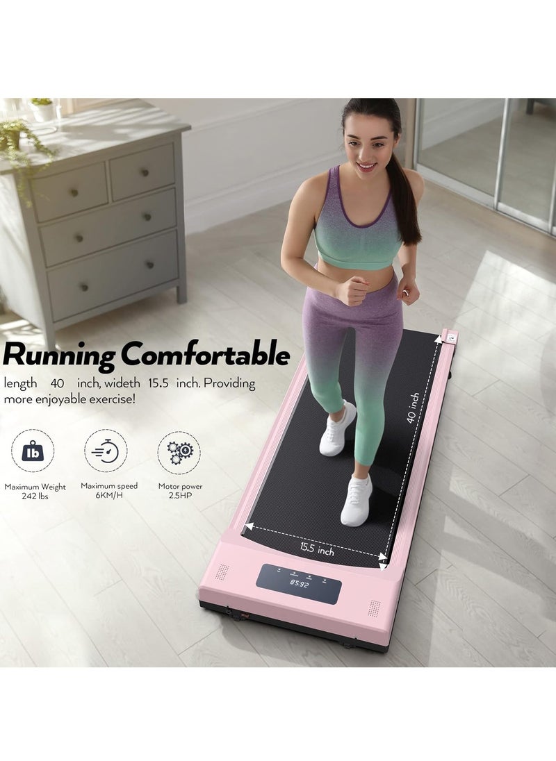 COOLBABY Walking Pad Under Desk Treadmill Walking Pad Treadmills Under Desk for Home Office with Remote Control Portable Treadmill in LED Display Pink