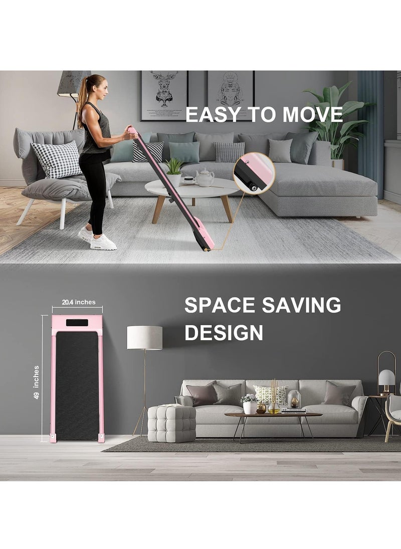 COOLBABY Walking Pad Under Desk Treadmill Walking Pad Treadmills Under Desk for Home Office with Remote Control Portable Treadmill in LED Display Pink